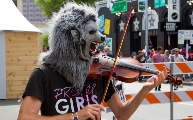 Wolf Man Performer on 6th Street at SXSW, Austin, Texas © Berkshots | Dreamstime 27432250