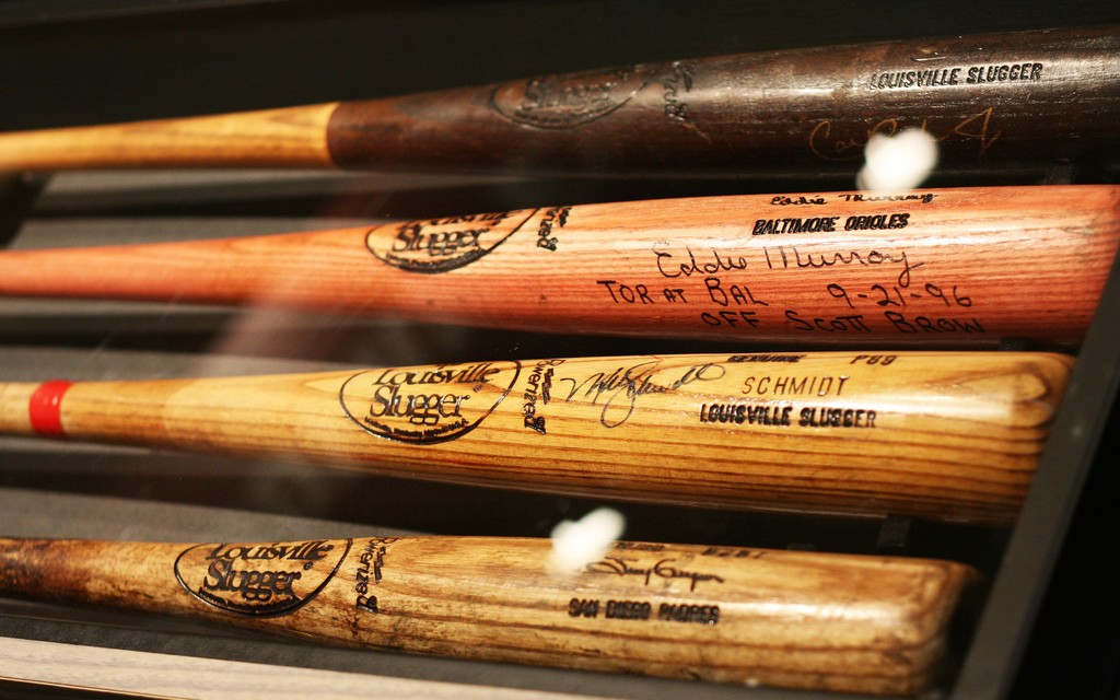 Famous baseball bats at the Louisville Slugger Museum in Kentucky © Lou Oms | Flickr