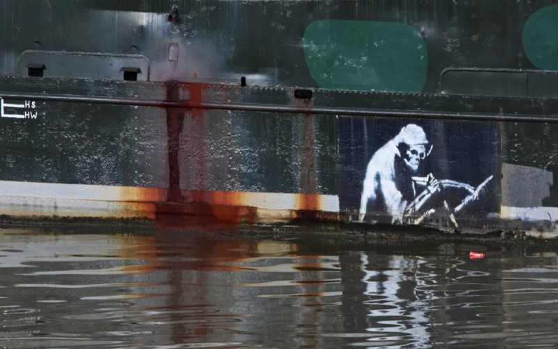 The Reaper by Banksy on Thekla club graffiti street art dance nightclub, Bristol, United Kingdom © Pjhpix | Dreamstime 22564556