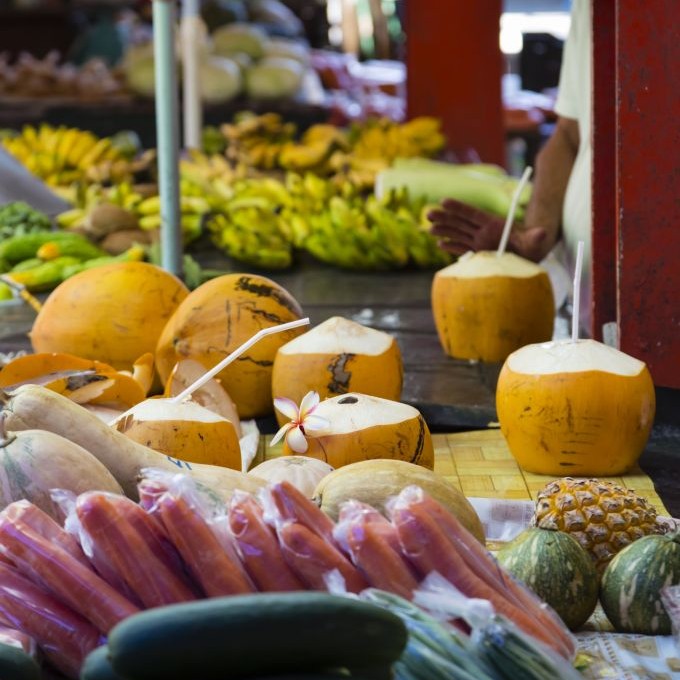 Coconut Milk at Sir Selwyn Selwyn-Clarke Market in Victoria, Seychelles © Industryandtravel | Dreamstime 47121769