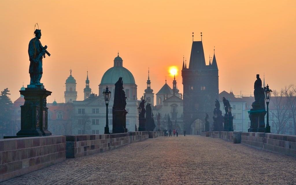 Prague Sunrise from Charles Bridge in the Czech Republic © Innocent | Dreamstime 19120486